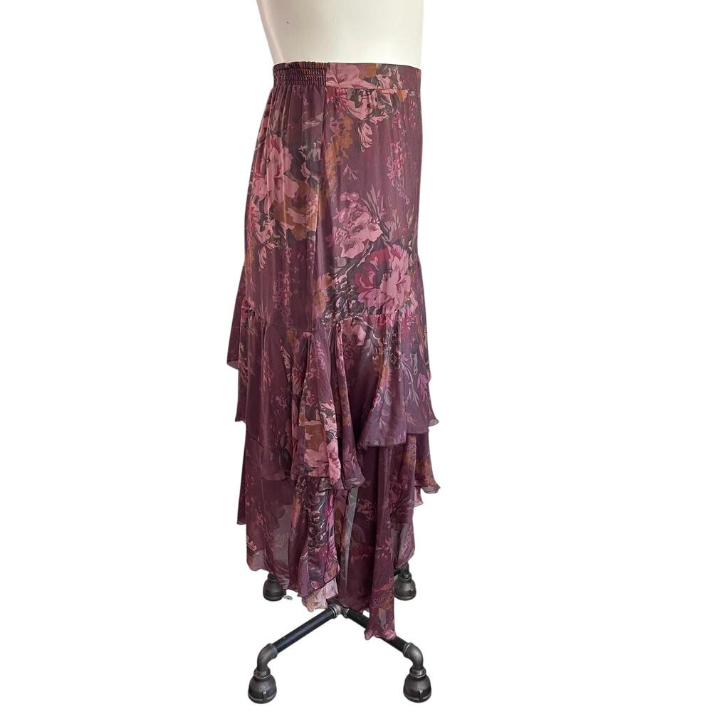 Vintage Sundance Floral Tiered Midi Skirt: 90s, Y2K - Picture 4 of 6